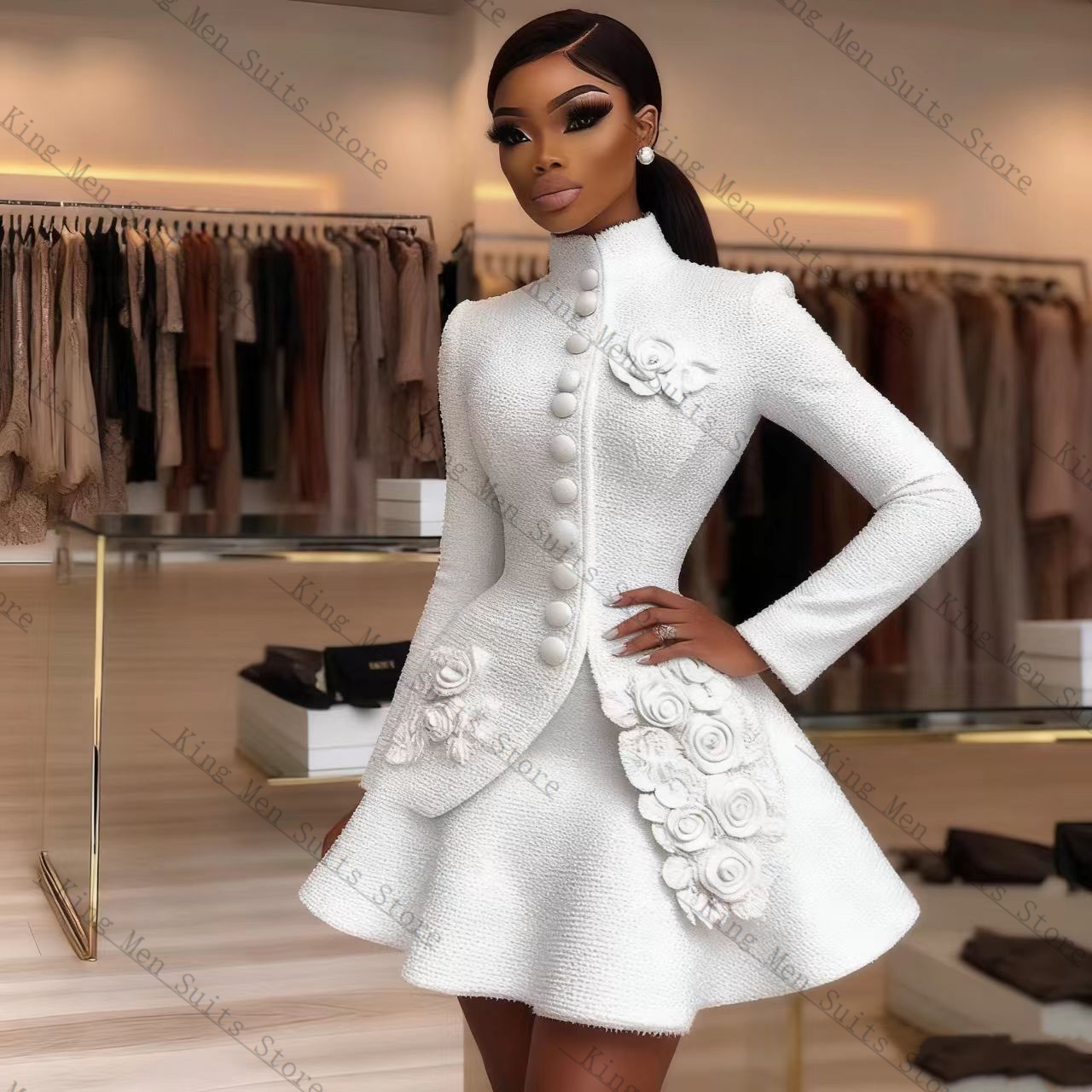 Women'S Formal Wear For A Wedding Guest - Luxe Witte Vrouwen Pak Set 2