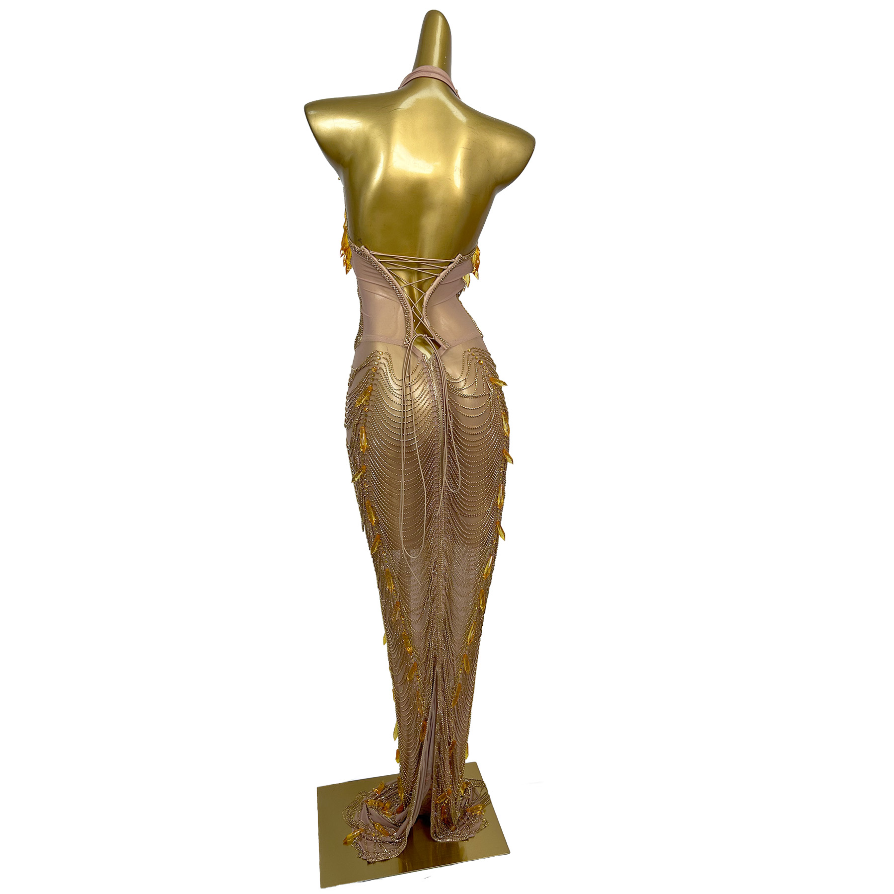 Women'S Formal Wear Plus Size - Gouden rugloze diamanten kwast avondbanket lange