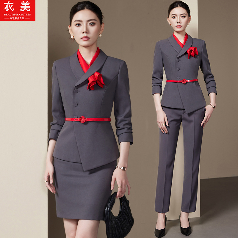 Women'S Formal Wear Stores - Grijs Damespak Set2025Nieuwe mode Professionele kleding