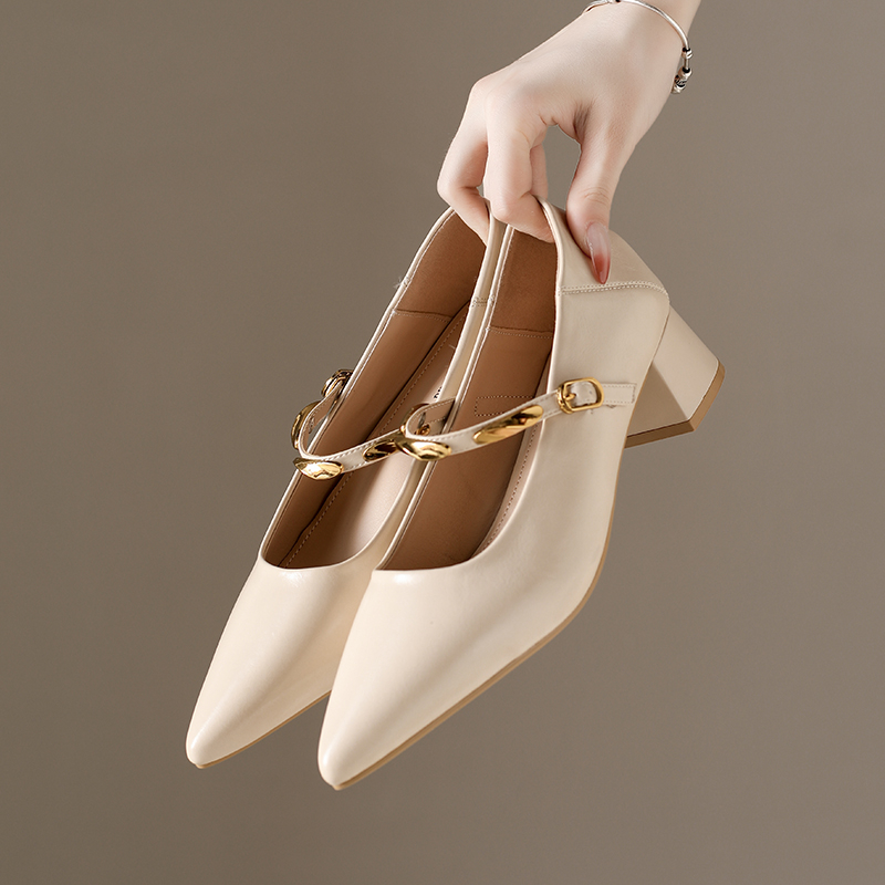 Pump Heel Block - Nieuwe Stijl Mode Vrouwen Puntschoen Mary