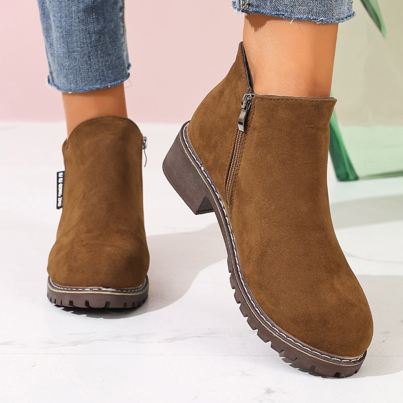 Women Formal Wear With Shoes - Vrouwen Herfst Winter Enkellaarsjes Zijrits Dikke