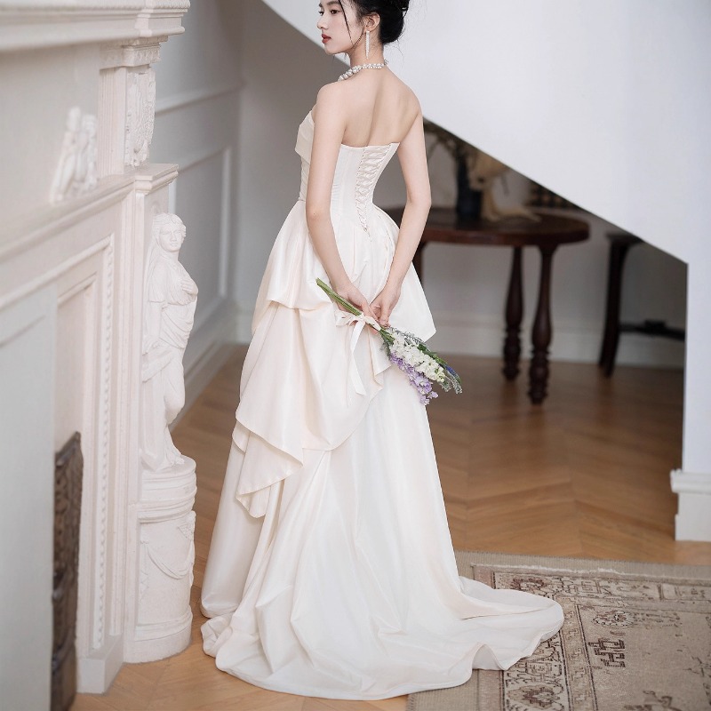 Women Formal Wear For Wedding - Franse strapless bruidsjurk voor verloving, lichte