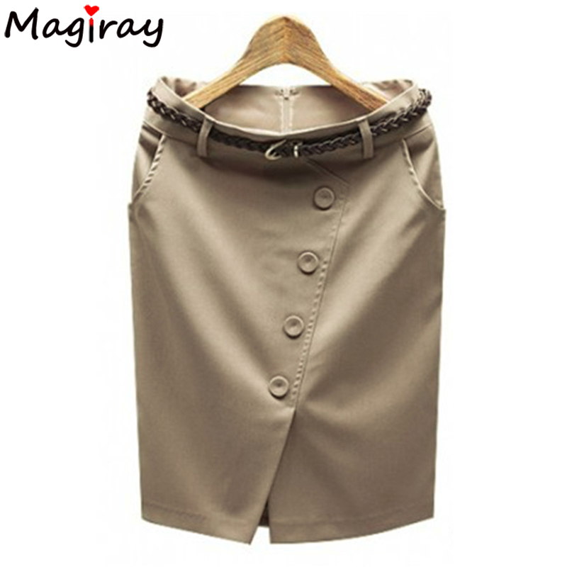 Women Formal Wear With Skirt - Dames knoop split zoom hoge taille
