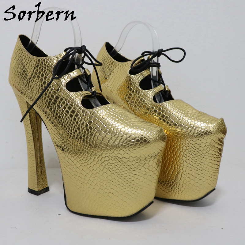 Sorbern Goud Krokodil 20Cm Pom - Pump Heel Block recensie en prijs