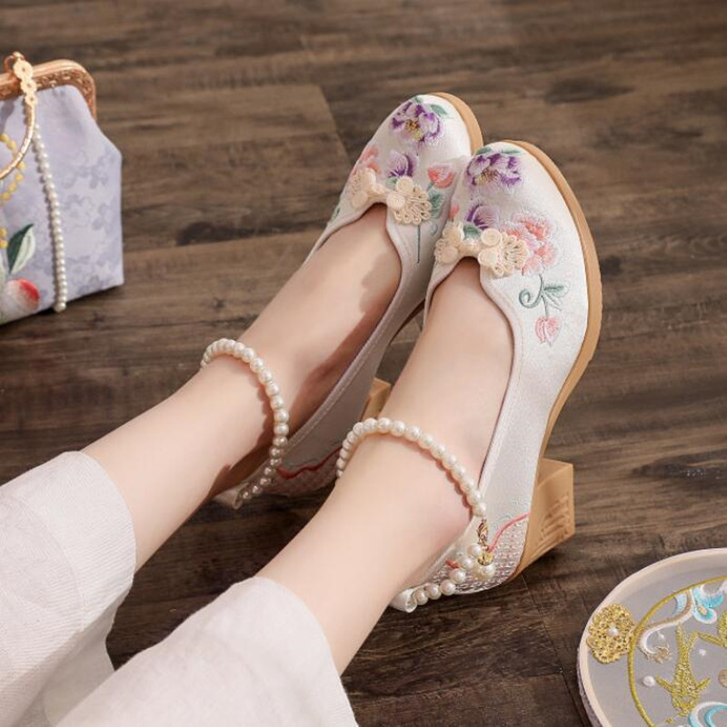 Vrouwen Vintage Parels Enkelba - Pump Heel Block recensie en prijs