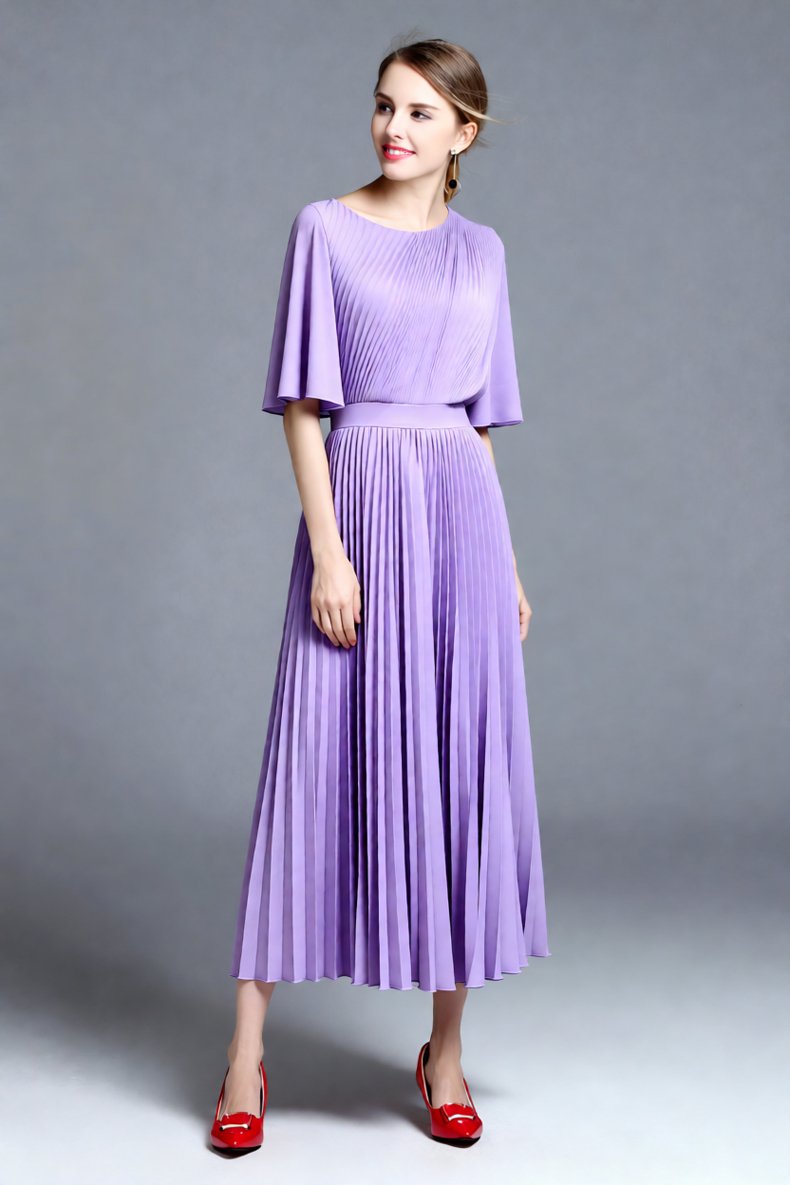 Lila geplooide midi-jurk met c - Women'S Formal Wear For A Wedding Guest recensie en prijs