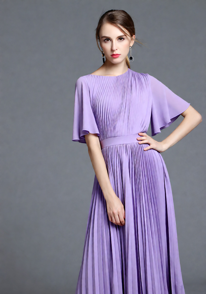 Lila geplooide midi-jurk met c - Women'S Formal Wear For A Wedding Guest recensie en prijs