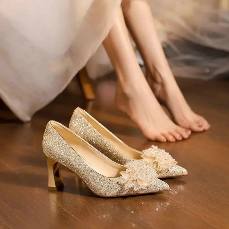 Strass bloem blokhak enkele sc - Pump Heel Block recensie en prijs