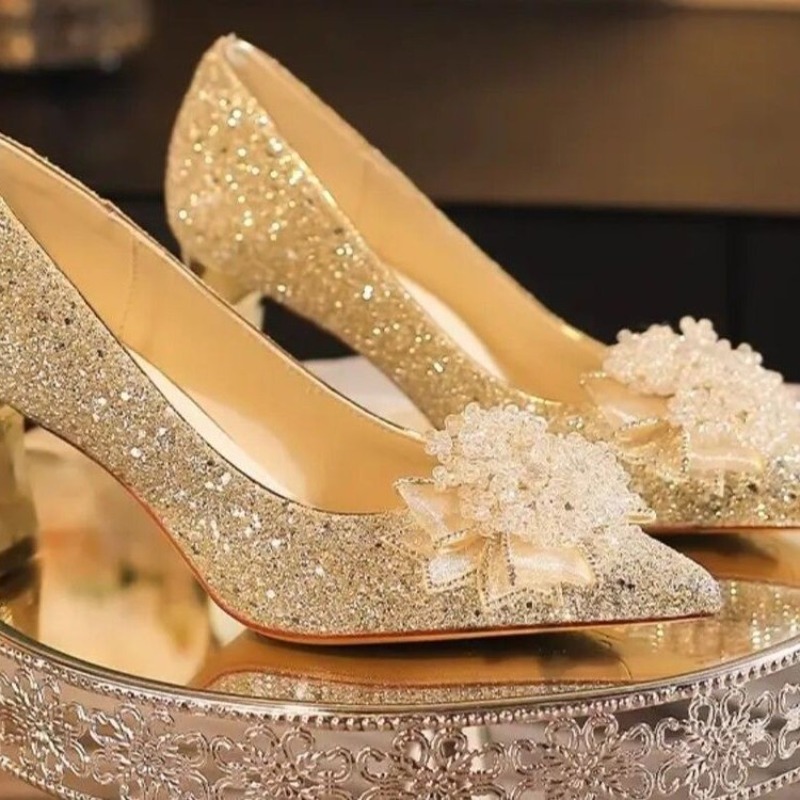 Strass bloem blokhak enkele sc - Pump Heel Block recensie en prijs