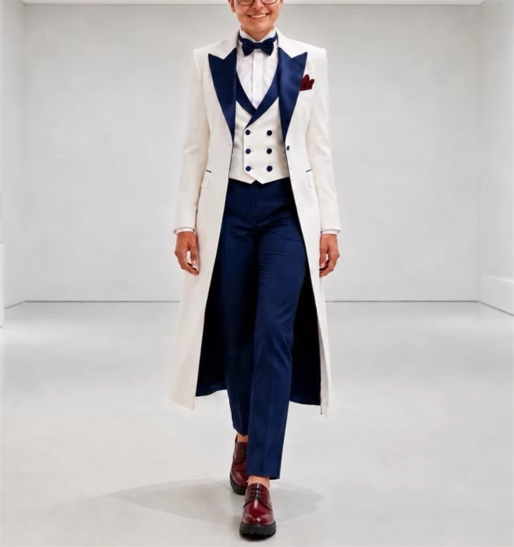 Marineblauw-wit damespak, eleg - Women Formal Wear For Wedding recensie en prijs